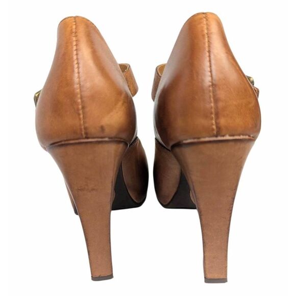 Kork-Ease Priscilla Tan leather platform Mary Jane pump heels womens 5 - Picture 5 of 10